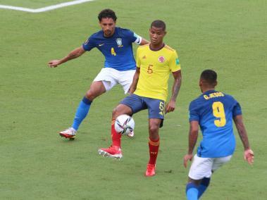 Barrios, en pleno juego contra los brasileños.
