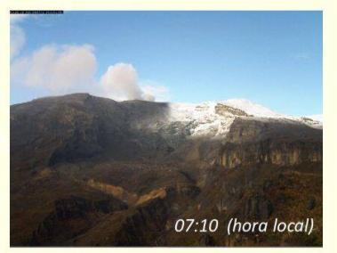 Fotografía captada el 1 de noviembre de 2021 en el sector Piraña-Azufrado por las cámaras del Servicio Geológico Colombiano.