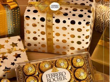 Ferrero Rocher, bombones de crema de avellana, galleta barquillo y chocolate.