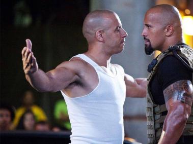 Dwayne Johnson y Vin Diesel, en rodaje del filme.