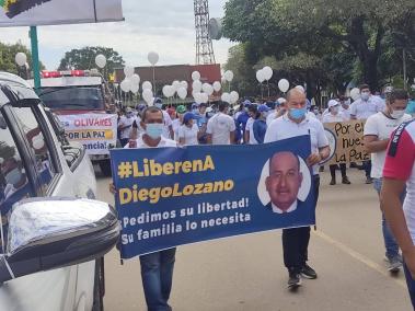 Manifestantes marcharon este lunes por la liberación de Diego Lozano,