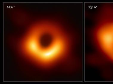 Lado a lado de las dos primeras imágenes de agujeros negros.