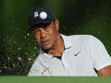 Tiger Woods, en ronda de práctica en el PGA Championship.