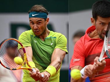 Rafael Nadal Izq.) y Novak Djokovic, de infarto en Roland Garros.