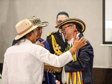 Gustavo Petro durante la conmemoración al Día Internacional de los Pueblos Indígenas.