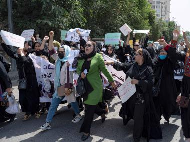 Protestas de mujeres en Kabul, Afganistán.