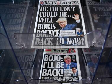 Así registran los periódicos británicos los rumores de que Boris Johnson vuelva a ser candidato a primer ministro.