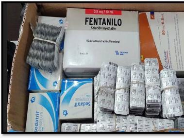 En los operativos se hallaron los tubos de Fentanilo que son traídos ilegalmente desde Perú, Ecuador y Venezuela.