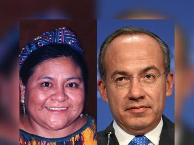 Nobel de Paz, Rigoberta Menchú, y expresidente de México, Felipe Calderón