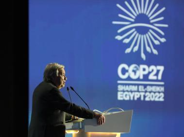 Antonio Guterres, secretario general de la ONU, en el inicio de la COP27.