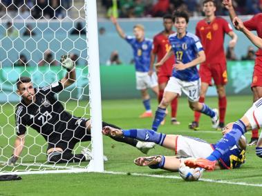 El polémico pase antes del gol de Japón contra España.