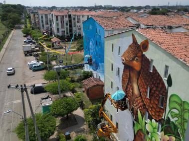 Murales le ponen arte a Ramali, la nueva vivienda de reubicados en Cali