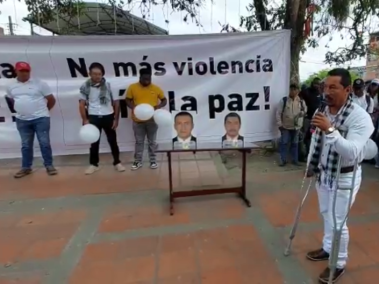 Instante de la manifestación en Padilla, en el norte del Cauca.