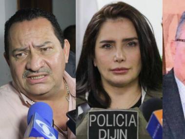 De izq. a der.: el abogado Diego Muñetón, Aida Merlano, y el también abogado Raúl Cadena Lozano.
