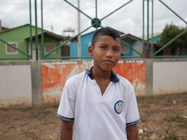 Marcelo Jesús Gouriyú, un alumno venezolano de 13 años que va a la escuela en Colombia.
