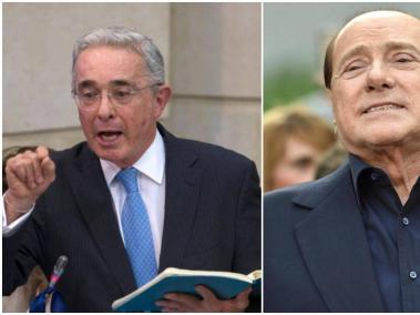 Álvaro Uribe (izquierda) lamentó la muerte de Silvio Berlusconi (derecha).