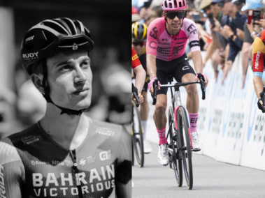 Gino Mäder y ciclistas en la Vuelta a Suiza.