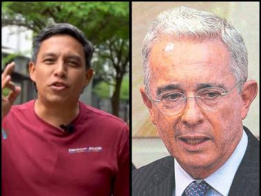 El exgerente de Telemedellíon Deninson Mendoza y el expresidente Álvaro Uribe