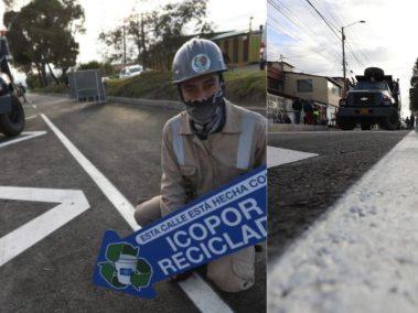 La primera vía pavimentada con materiales reciclados en Bogotá.