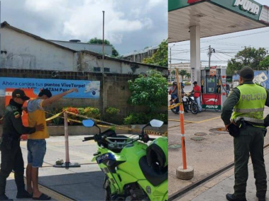 Policía Metropolitana de Barranquilla refuerza la seguridad en estaciones de gasolina.