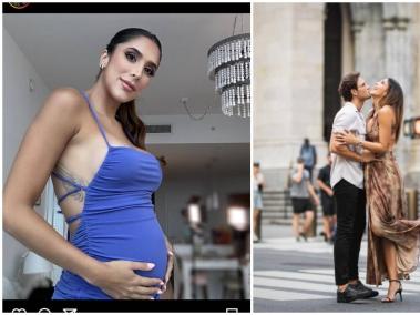 Ospina ha posado en sus redes sociales en fotografías luciendo su embarazo con diferentes atuendos.
