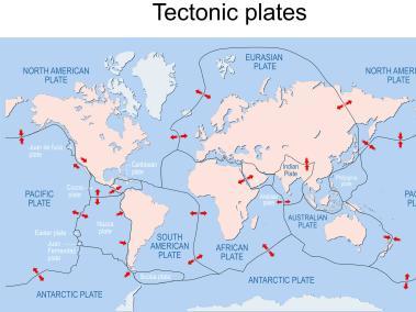 Hay seis grandes placas tectónicas que llevan el nombre del continente en el que se encuentran.