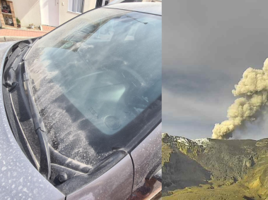 Imágenes tomadas por el SGC en la reciente expulsión de ceniza del volcán.