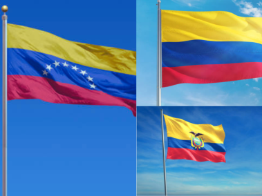 Banderas de Venezuela, Colombia y Ecuador