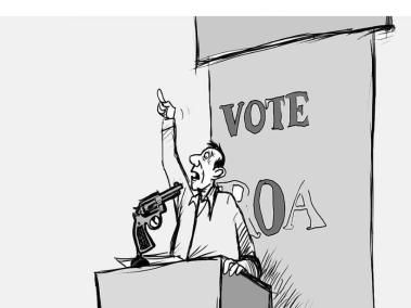 42 candidatos amenazados - Caricatura de Guerreros