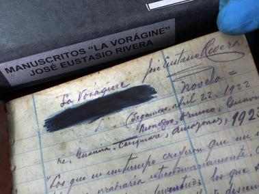 Manuscrito de ‘La vorágine’, de puño y letra de José Eustasio rivera, que está en la Biblioteca Nacional.