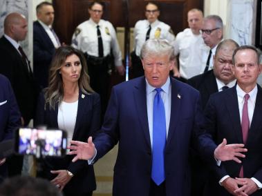 El expresidente Donald Trump a su llegada a los tribunales en Nueva York.