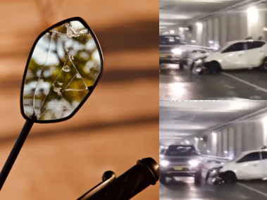 Un carro Nissan Versa color blanco y dos motocicletas chocaron sobre las 8 de la noche.