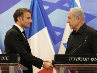 El presidente francés, Emmanuel Macron, y el primer ministro israelí, Benjamin Netanyahu.