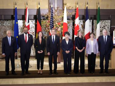 Cancilleres del G7 reunidos en Japón.