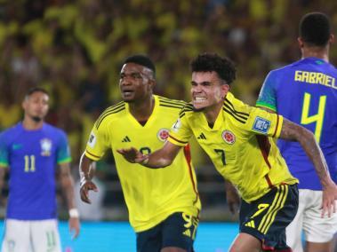 Barranquilla 16 noviembre 2023. Gol de luis Díaz. Colombia vence a Brasil 2-1, en el estadio Metropolitano