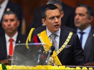 El nuevo presidente de Ecuador, Daniel Noboa, pronuncia su primer discurso durante su toma de posesión en la Asamblea Nacional.