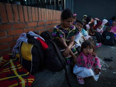 Familias emberá del Choco, desplazadas en Bogotá.