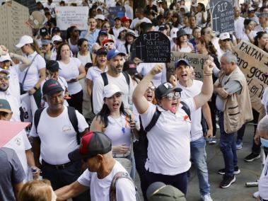 Protesta de empleados del Hospital General de Medellín