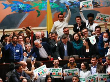 Bogotá 04 diciembre 2023.El gobierno celebra el pase en la Cámara de Representantes de la Reforma a la Salud