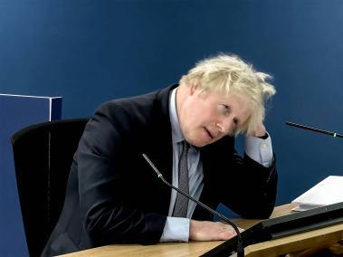 El ex primer ministro británico Boris Johnson en su intervención en la investigación sobre el covid-19 en el Reino Unido.