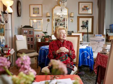 NYT: Portrait of Dr. Ruth Westheimer, a talk show host and sex therapist, in her apartment in New York, NY, on Friday, March 17, 2023.