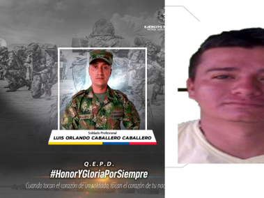 El atentado, que habría ordenado 'Indio' (der.) cobró la vida del soldado Luis Orlando Caballero Caballero (izq).