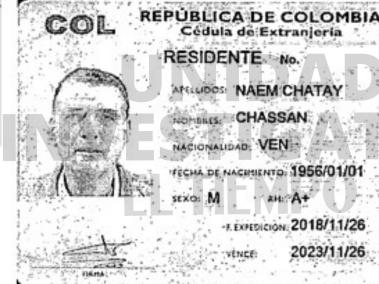 Cédula colombiana de Chassan Naem Chatay.