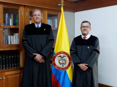 Magistrados Alfonso Cajiao Cabrera y Mauricio Rodríguez Tamayo.