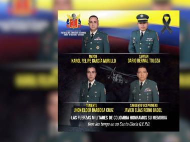 Cuatro militares murieron en accidente de helicóptero en Chocó.