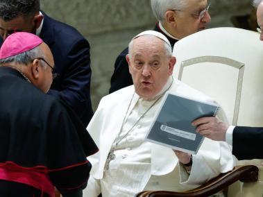 El Papa Francisco dirige su audiencia general semanal en el Aula Pablo VI, Ciudad del Vaticano.