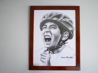 Julián Esteban retratado en una pintura de Omar Gordillo.