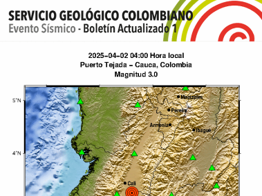 Información del Servicio Geológico Colombiano. El epicentro fue en Puerto Tejada.