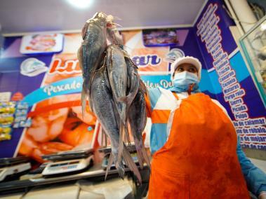 Pescado en la Plaza Restrepo, en Bogotá.