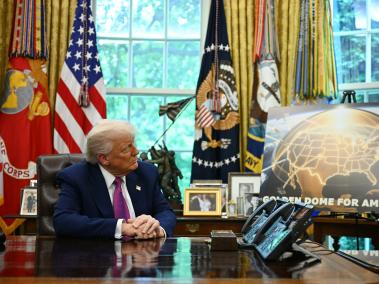 Donald Trump en la presentación del 'Domo dorado'